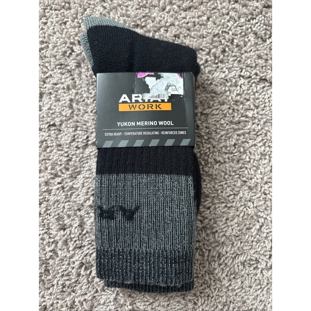 Ariat Work Heritage Yukon Extreme Merino Wool Blend Crew Work Socks Mens XL NEW